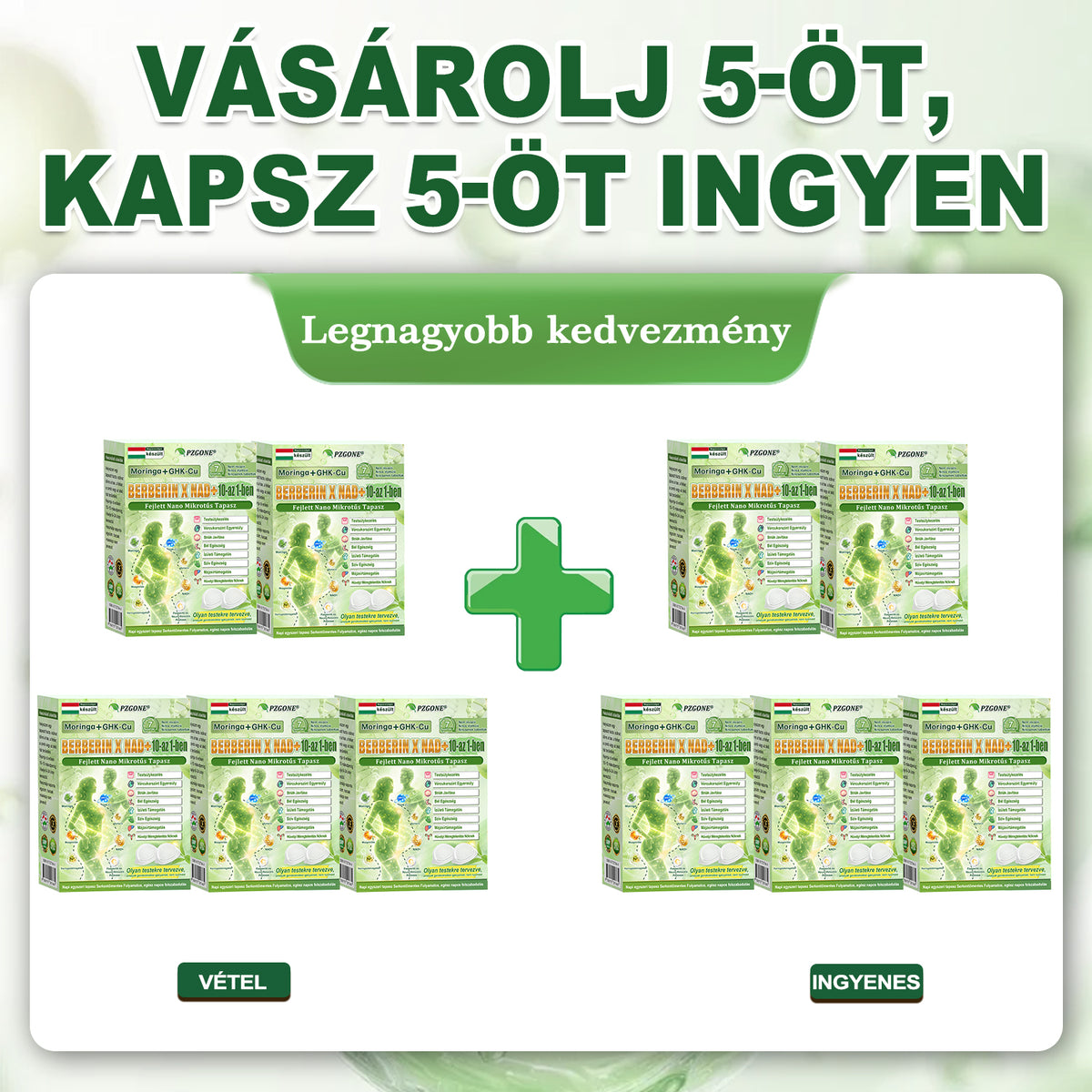 Hivatalos márkabolt | PZGONE® Moringa + Berberin × NAD+ 10 az 1-ben nano-mikrotűs tapasz | Napi egyszeri használat | Testsúlykezelés, bőrfeszesség, energiaszint és általános jóllét támogatására