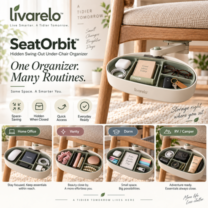 livarelo™ SeatOrbit™ Hidden Swing-Out Under-Chair Organizer