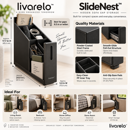livarelo™ SlideNest™ Hidden Gap Slide-Out Organizer