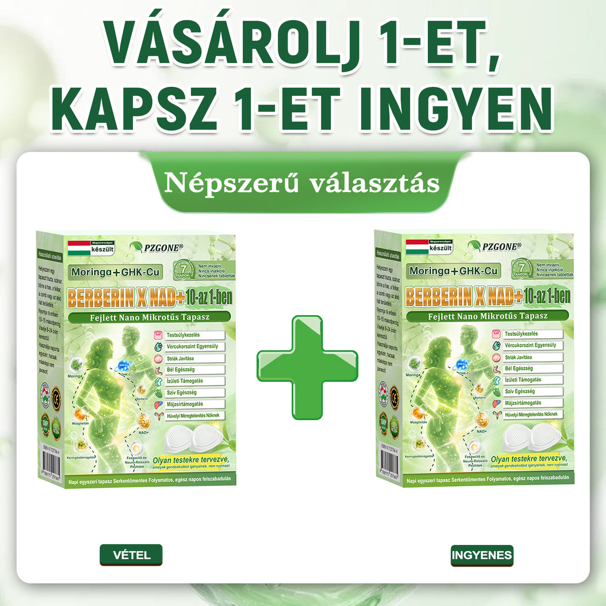 Hivatalos márkabolt | PZGONE® Moringa + Berberin × NAD+ 10 az 1-ben nano-mikrotűs tapasz | Napi egyszeri használat | Testsúlykezelés, bőrfeszesség, energiaszint és általános jóllét támogatására
