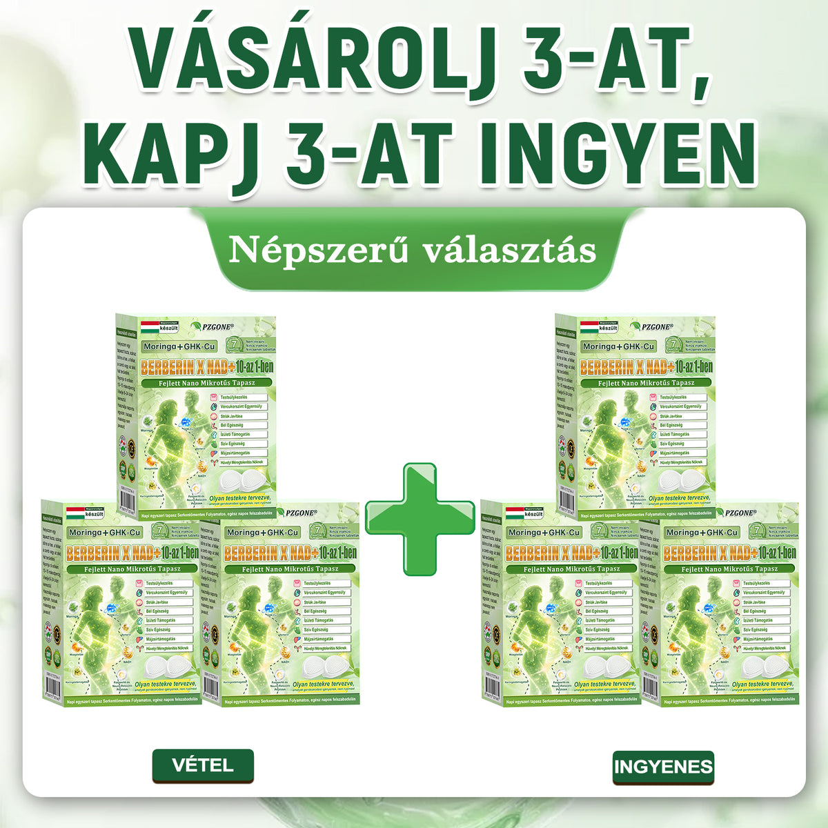 Hivatalos márkabolt | PZGONE® Moringa + Berberin × NAD+ 10 az 1-ben nano-mikrotűs tapasz | Napi egyszeri használat | Testsúlykezelés, bőrfeszesség, energiaszint és általános jóllét támogatására