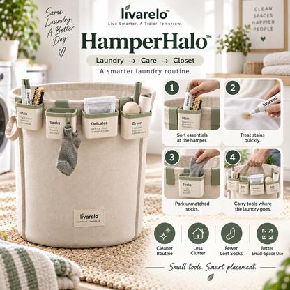 livarelo™ HamperHalo™ Modular Laundry-Rim Organizer System