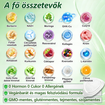 Hivatalos márkabolt | PZGONE® Moringa + Berberin × NAD+ 10 az 1-ben nano-mikrotűs tapasz | Napi egyszeri használat | Testsúlykezelés, bőrfeszesség, energiaszint és általános jóllét támogatására