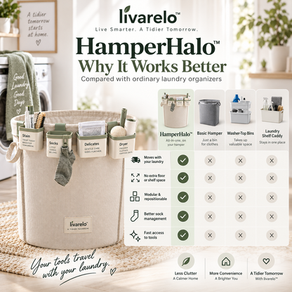 livarelo™ HamperHalo™ Modular Laundry-Rim Organizer System
