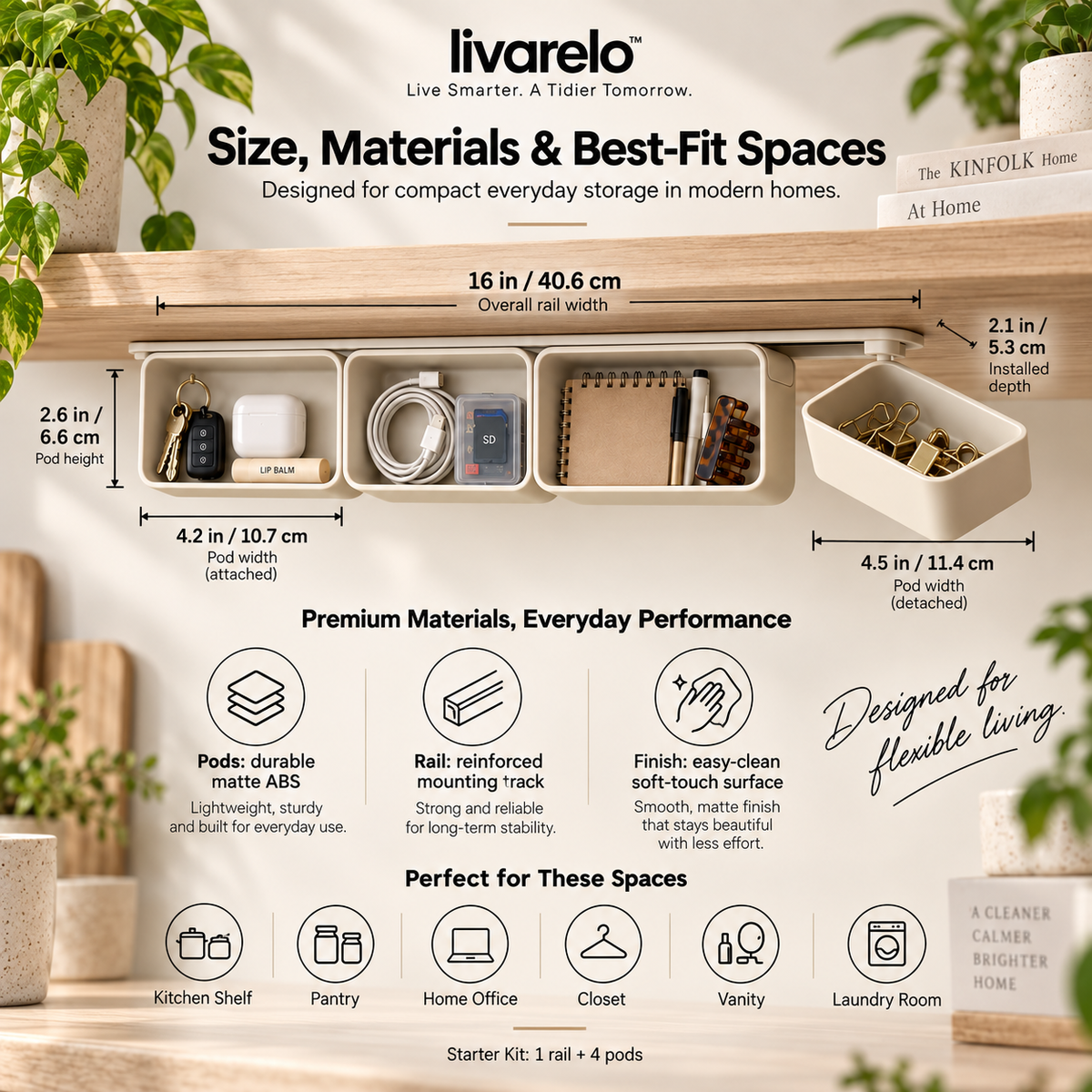 livarelo™ RailPod™ Hidden Modular Under-Shelf Storage System