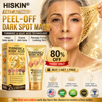 Hivatalos webáruház | ✨ Hiskin® Kurkuma + Kojsav éjszakai lehúzható maszk 🌙 Makacs sötét foltok és látható ráncok célzott ápolására. Kurkuma × Kojsav × Peptidek ✅ Egyszerű esti rutin · Látható változás akár 7 éjszaka alatt 💯