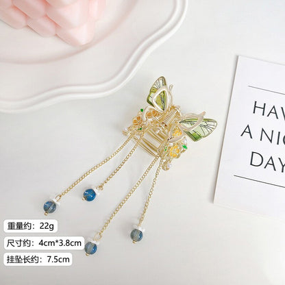 2026 New Butterfly Pearl Tassel Hairpin Korean Simple Side Clip Liu Haibian Clip Shark Hairpin Hair Accessories Women