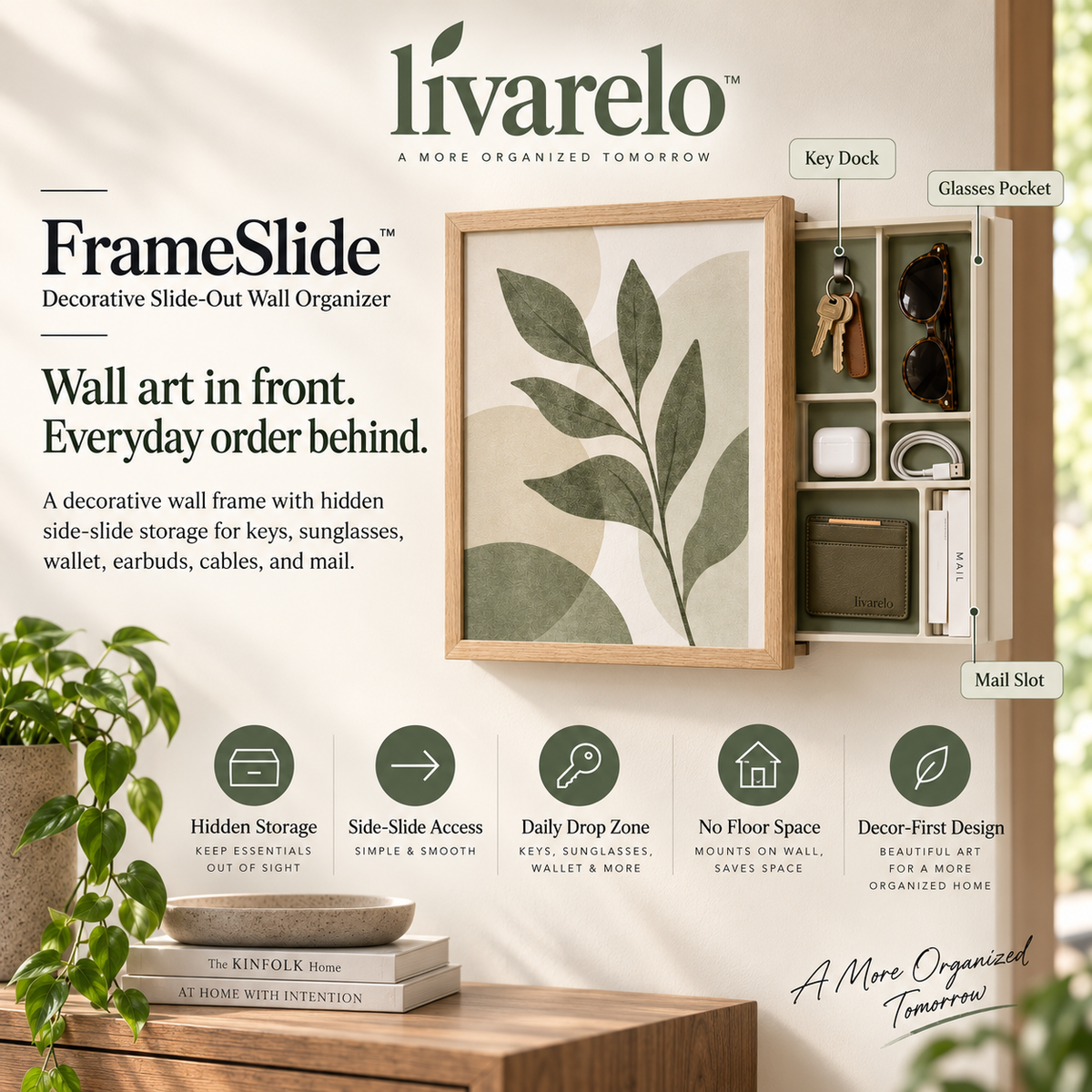 livarelo™ FrameSlide™ Decorative Slide-Out Wall Organizer