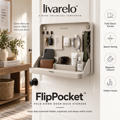 livarelo™ FlipPocket™ Fold-Down Hidden Door Organizer