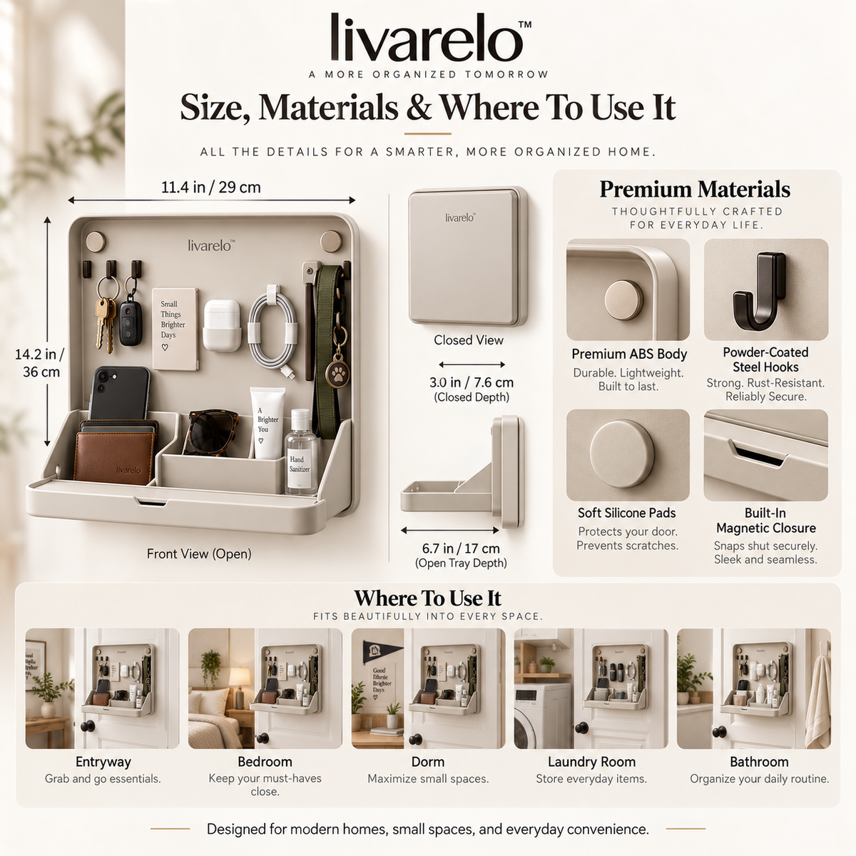 livarelo™ FlipPocket™ Fold-Down Hidden Door Organizer
