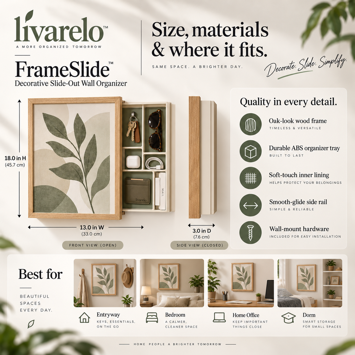 livarelo™ FrameSlide™ Decorative Slide-Out Wall Organizer